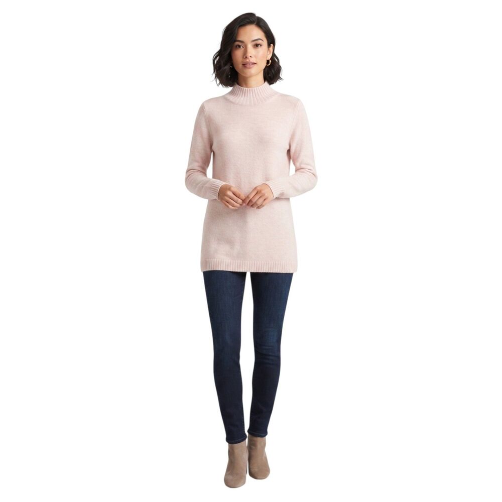Ann Taylor Peach Mock Neck Tunic Sweater Medium